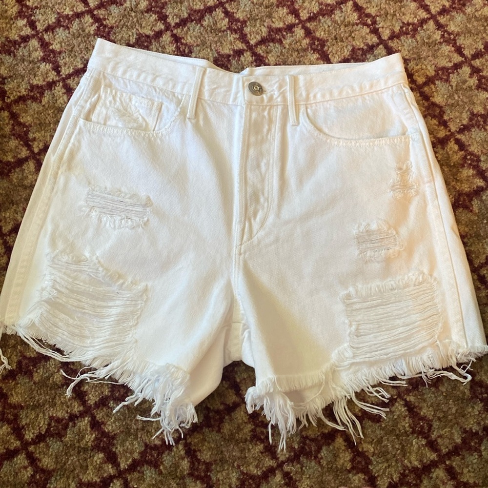 3x1 Women's MOONSTONE Blake High Rise Distressed Rip Repair Shorts 27